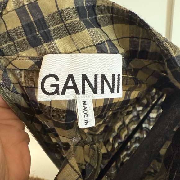 GANNI green plaid mini dress - Picture 4 of 7